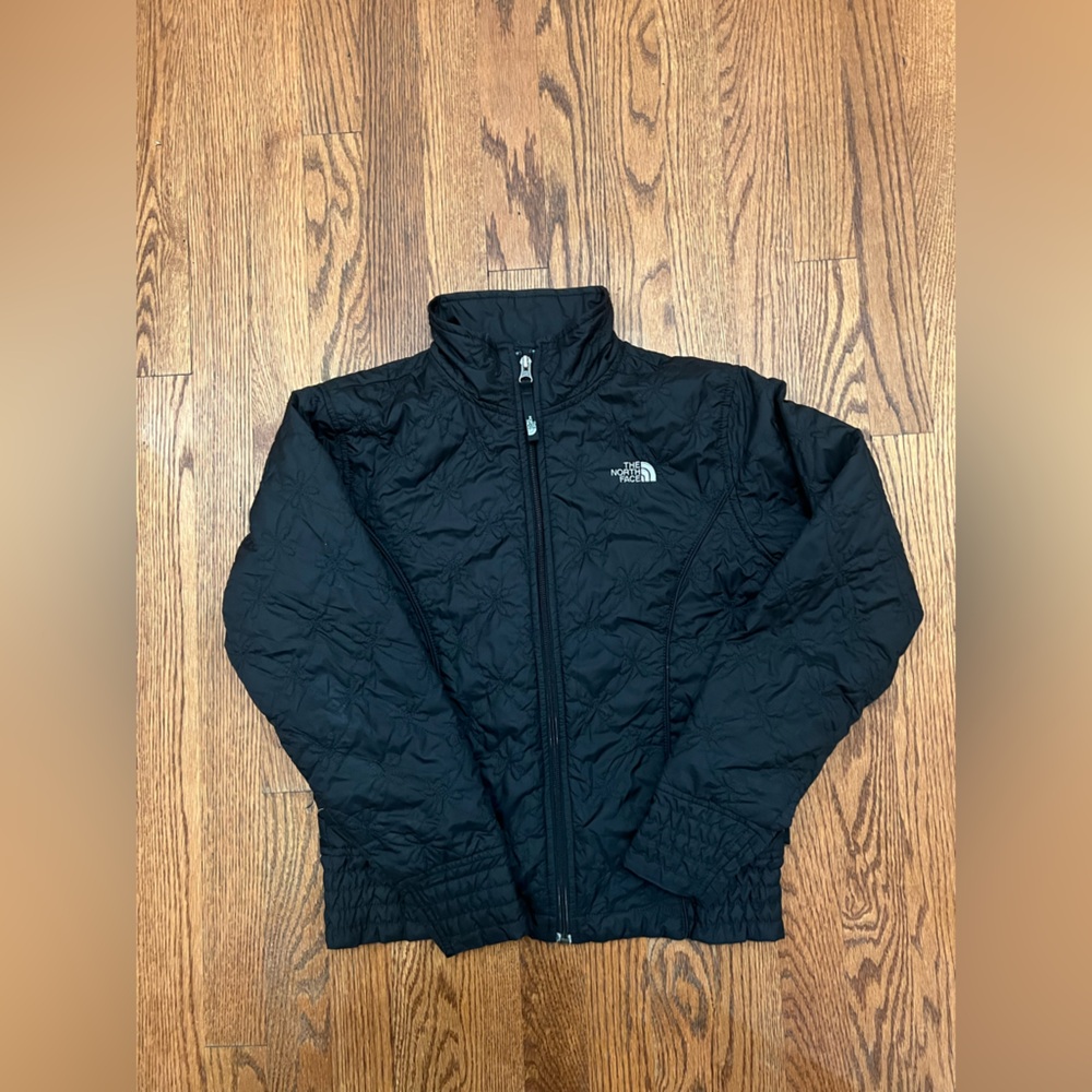 The North Face Jacket Girls Large Black Puffer Quilted Lightweight Full Zip Coat